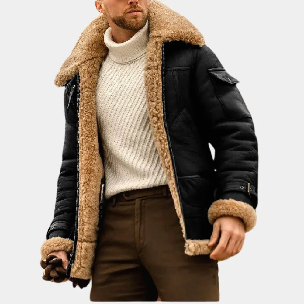Aiden Men's Leather Jacket | Insulated Warmth, Classic Aviator Style 3