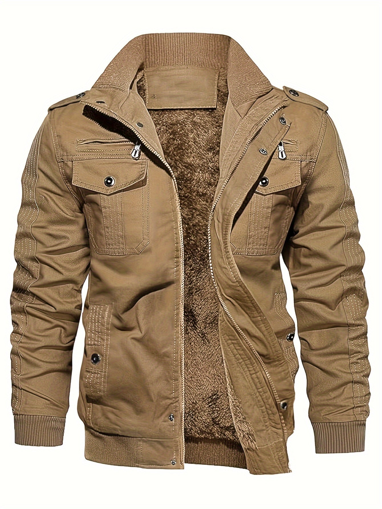 Carter Men's Winter Jacket | Retro Stand Collar, Casual Zip-Up 4