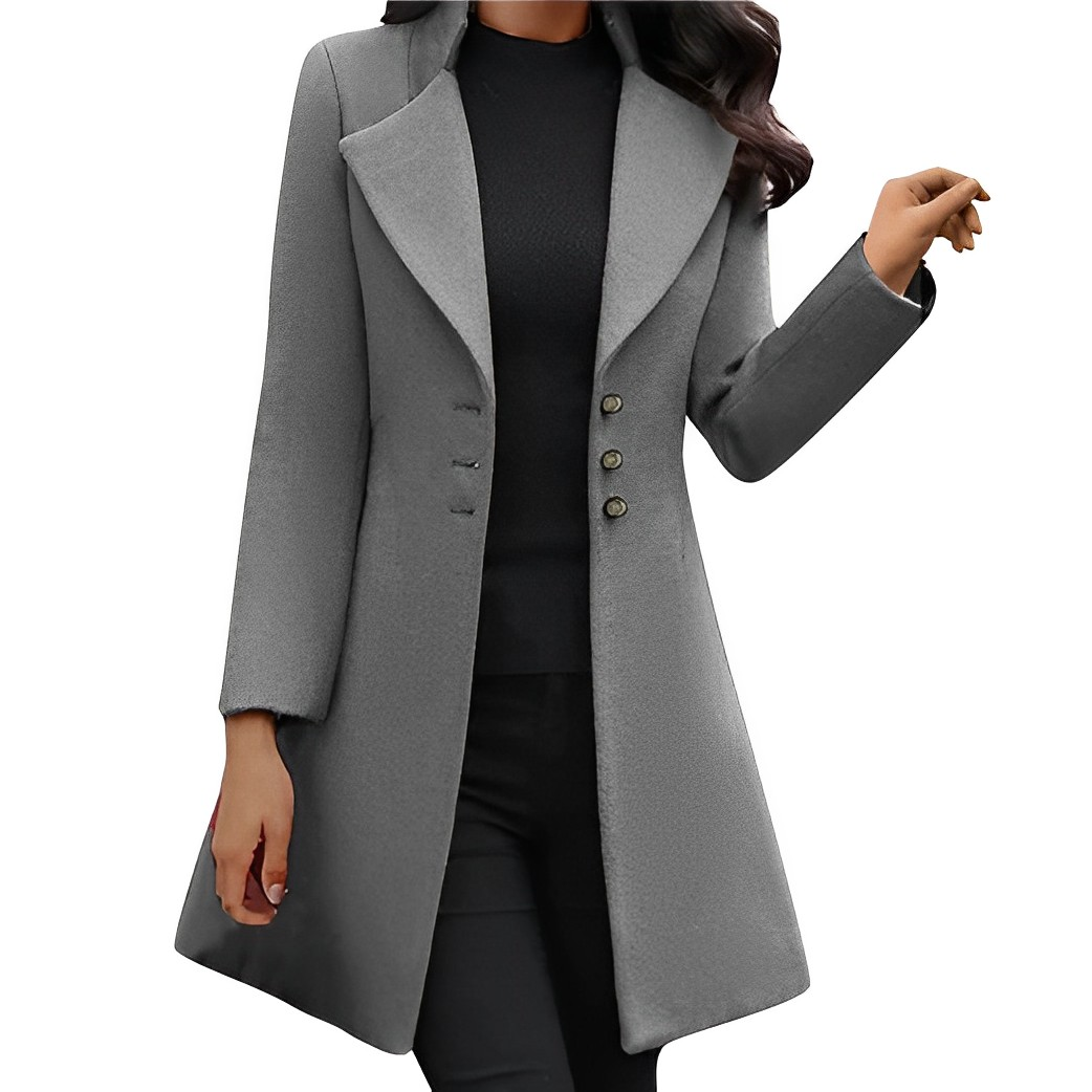 Women’s Elegant Winter Coat – Tailored Long Overcoat with Deep Pockets