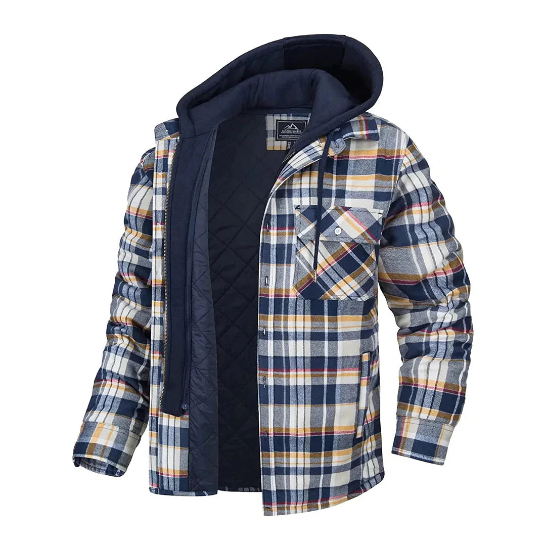 Enzo Men's Jacket | Checkered Cotton-Polyester Blend, Warm Lining 2
