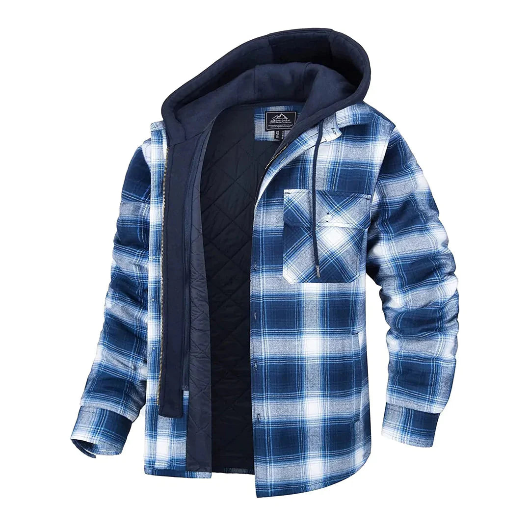 Enzo Men's Jacket | Checkered Cotton-Polyester Blend, Warm Lining 3