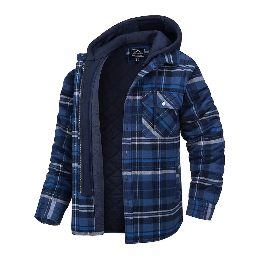 Enzo Men's Jacket | Checkered Cotton-Polyester Blend, Warm Lining 4