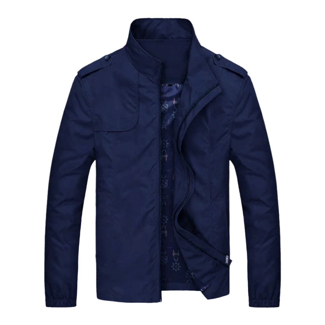 Navy blue jacket on a white background