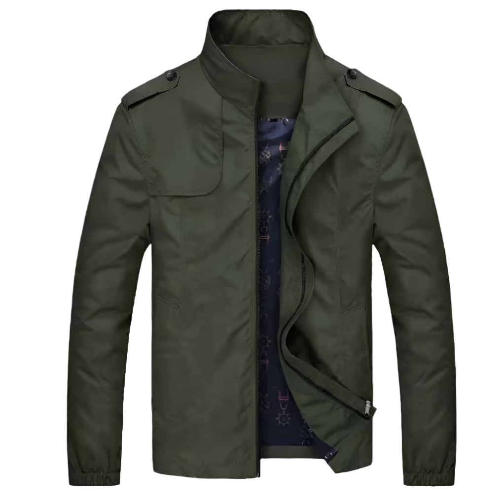 Green jacket with a white background