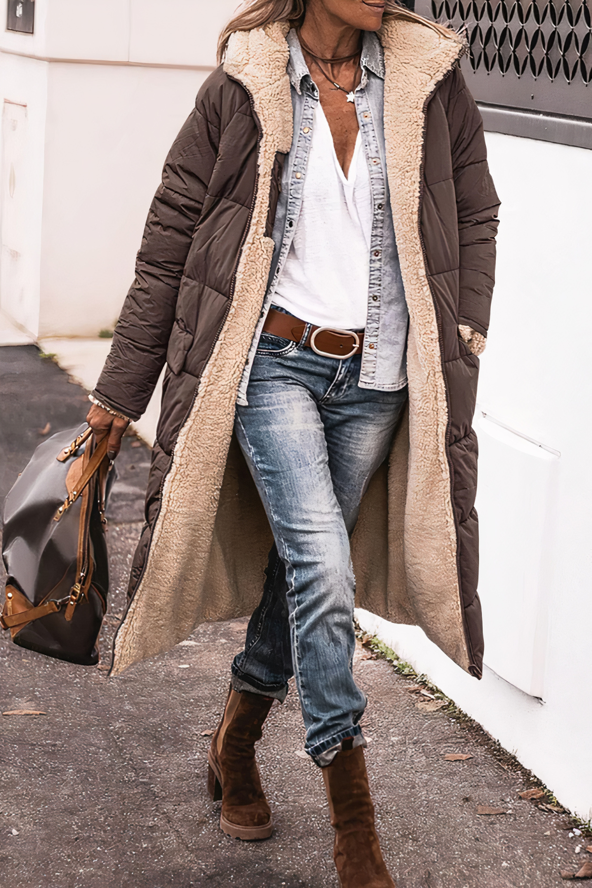 Women’s Reversible Double Layer Parka Jacket – Warm Winter Coat with Plush Lining