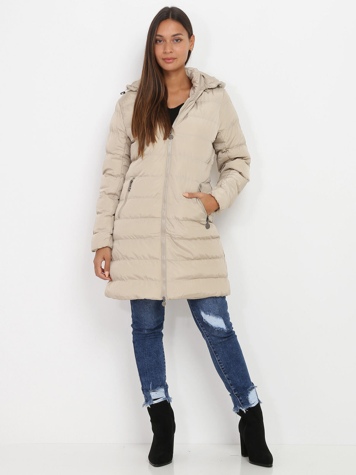Women’s Hooded Padded Winter Coat – Long Warm Jacket