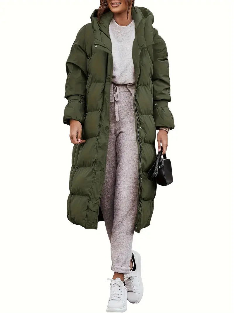 Women’s Hooded Teddy Coat – Long Winter Jacket with Adjustable Hood
