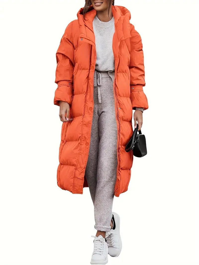 Women’s Hooded Teddy Coat – Long Winter Jacket with Adjustable Hood