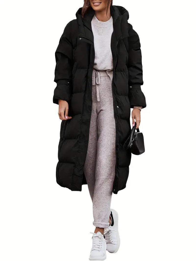 Women’s Hooded Teddy Coat – Long Winter Jacket with Adjustable Hood