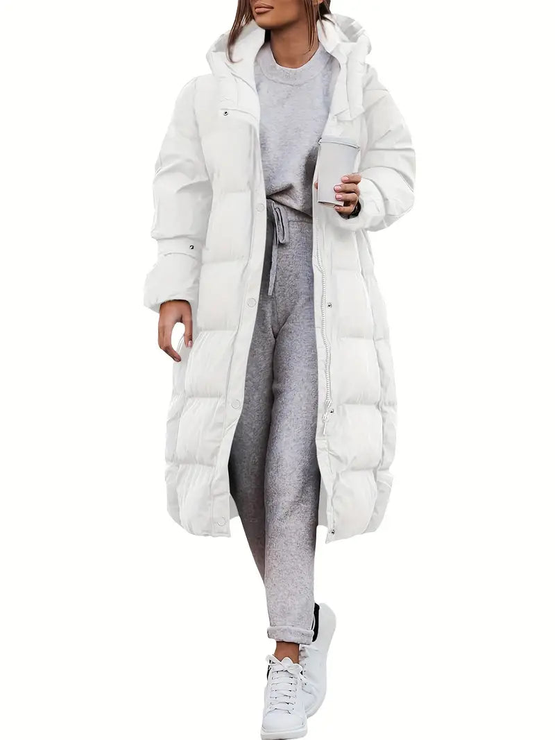 Women’s Hooded Teddy Coat – Long Winter Jacket with Adjustable Hood
