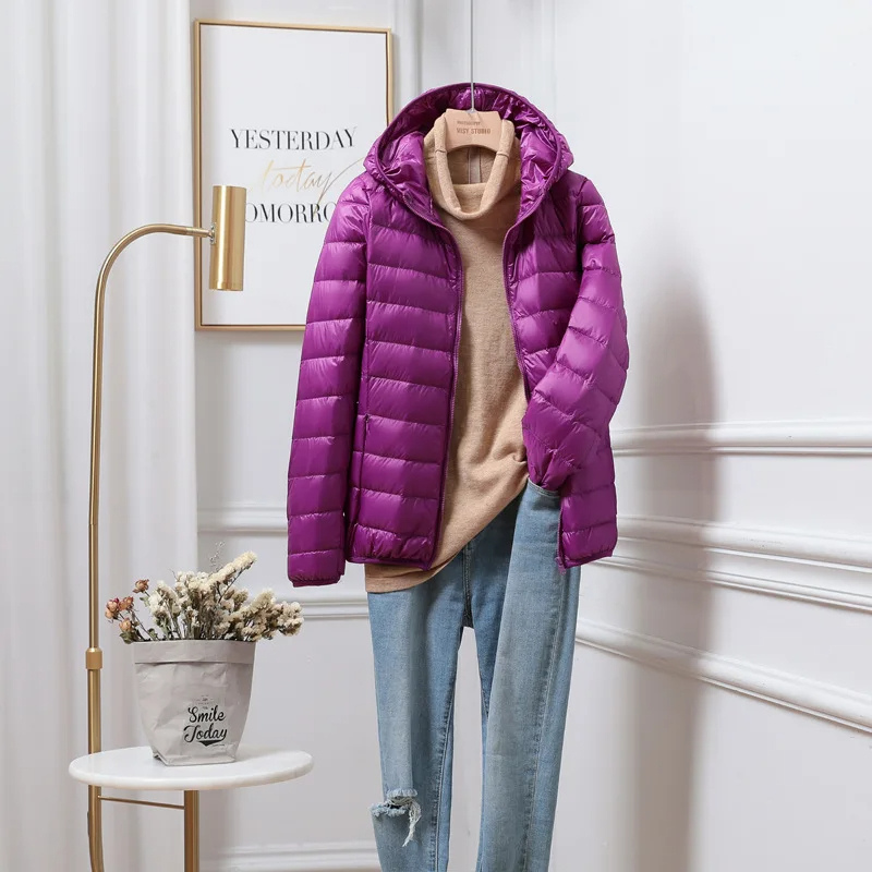 Women’s Hooded Winter Puffer Jacket – Lightweight Warm Coat with Pockets