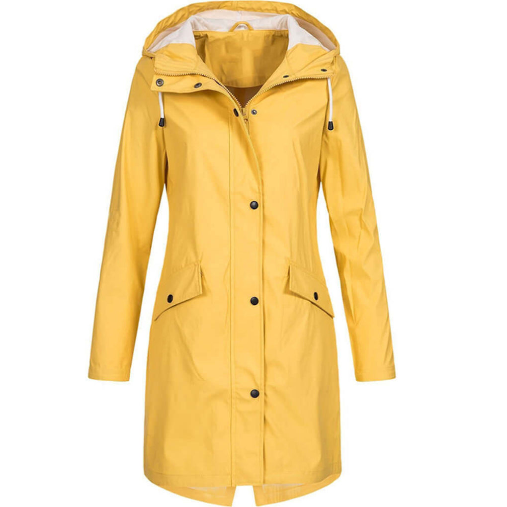 Women’s Hooded Raincoat with Fleece Lining – Waterproof Jacket for Everyday Wear