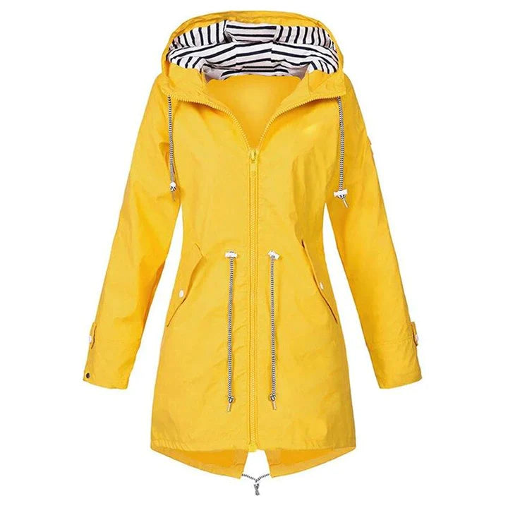 Women’s Waterproof Winter Long Jacket – Hooded Coat with Adjustable Waist