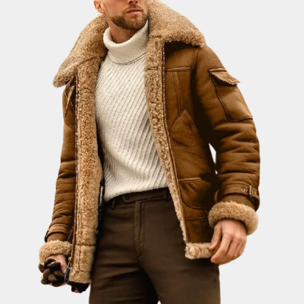 Aiden Men's Leather Jacket | Insulated Warmth, Classic Aviator Style 1