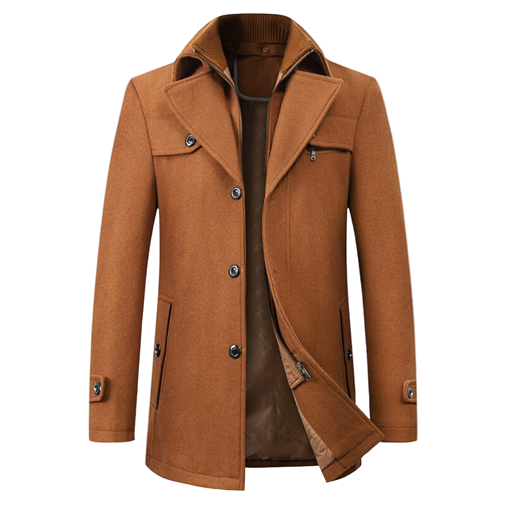 Brown coat with buttons on a white background