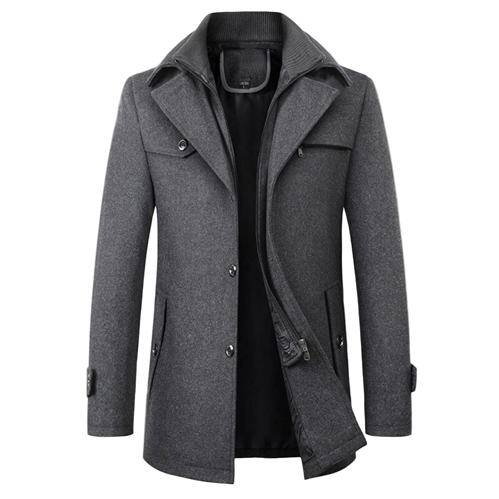 Gray coat with buttons on a white background