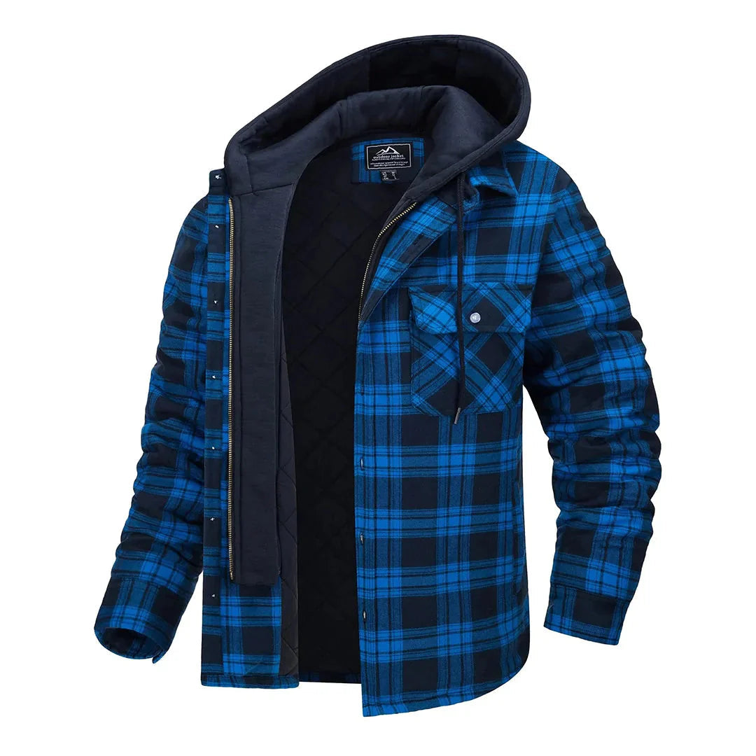 Enzo Men's Jacket | Checkered Cotton-Polyester Blend, Warm Lining 0