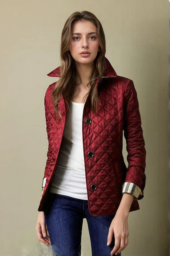 Women’s Quilted Jacket with Button Front – Lightweight Barn Style Coat