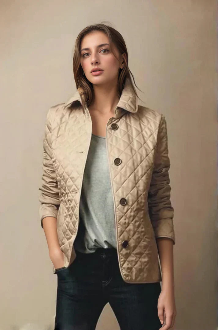 Women’s Quilted Jacket with Button Front – Lightweight Barn Style Coat