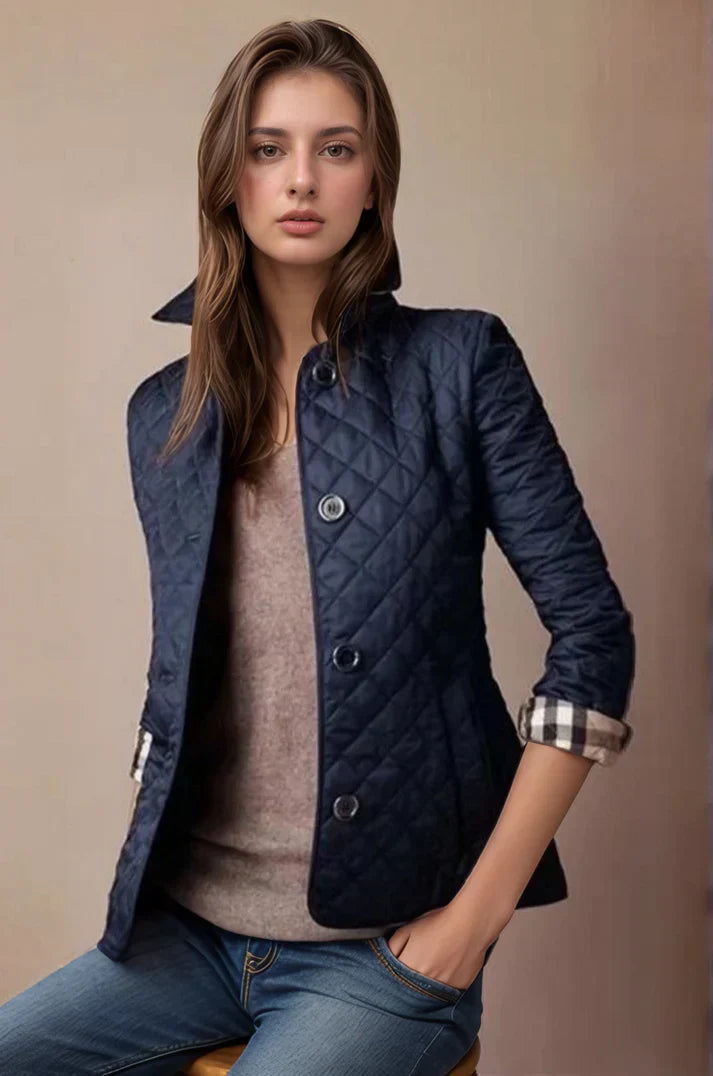 Women’s Quilted Jacket with Button Front – Lightweight Barn Style Coat
