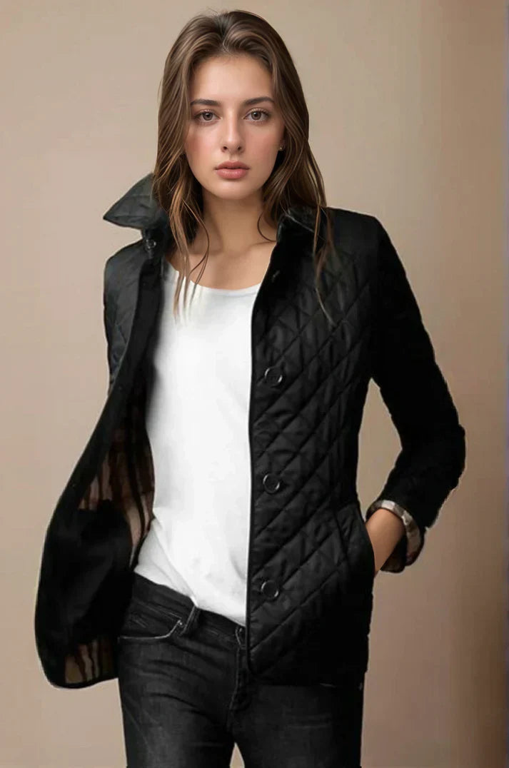 Women’s Quilted Jacket with Button Front – Lightweight Barn Style Coat