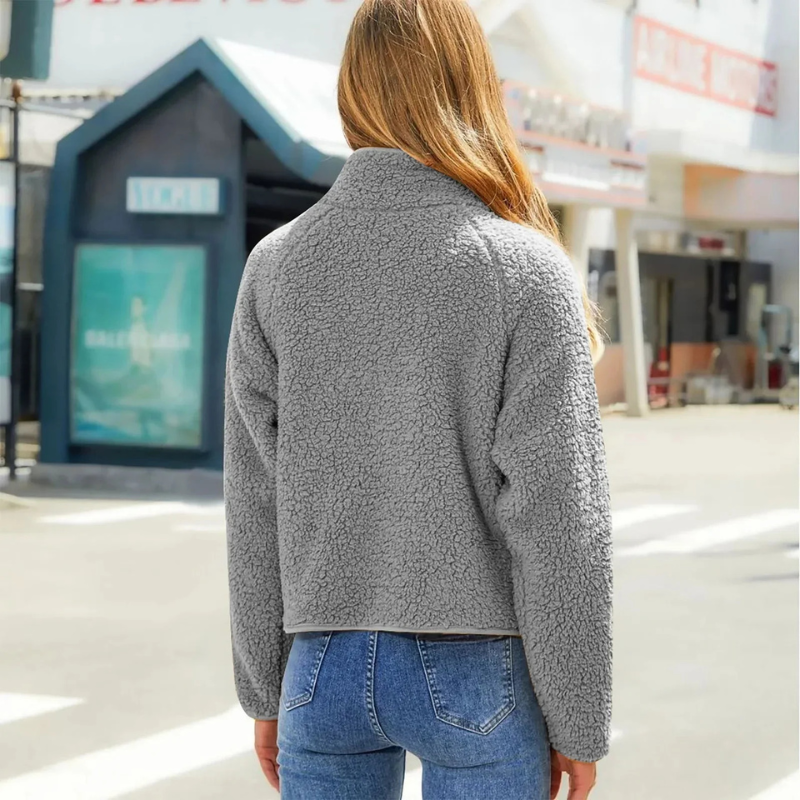 Women’s Cropped Quilted Jacket with Stand-Up Collar – Lightweight Short Coat