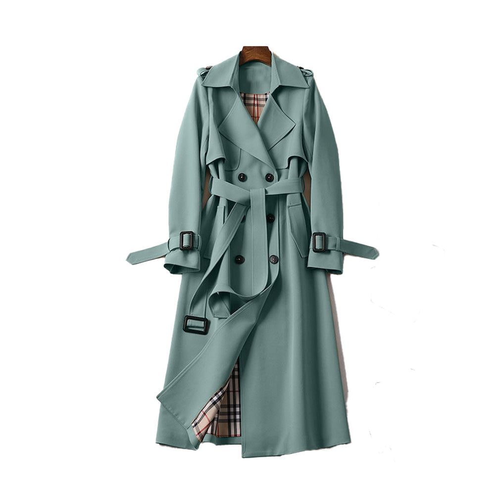 Women’s Double-Breasted Winter Trench Coat – Long Belted Overcoat