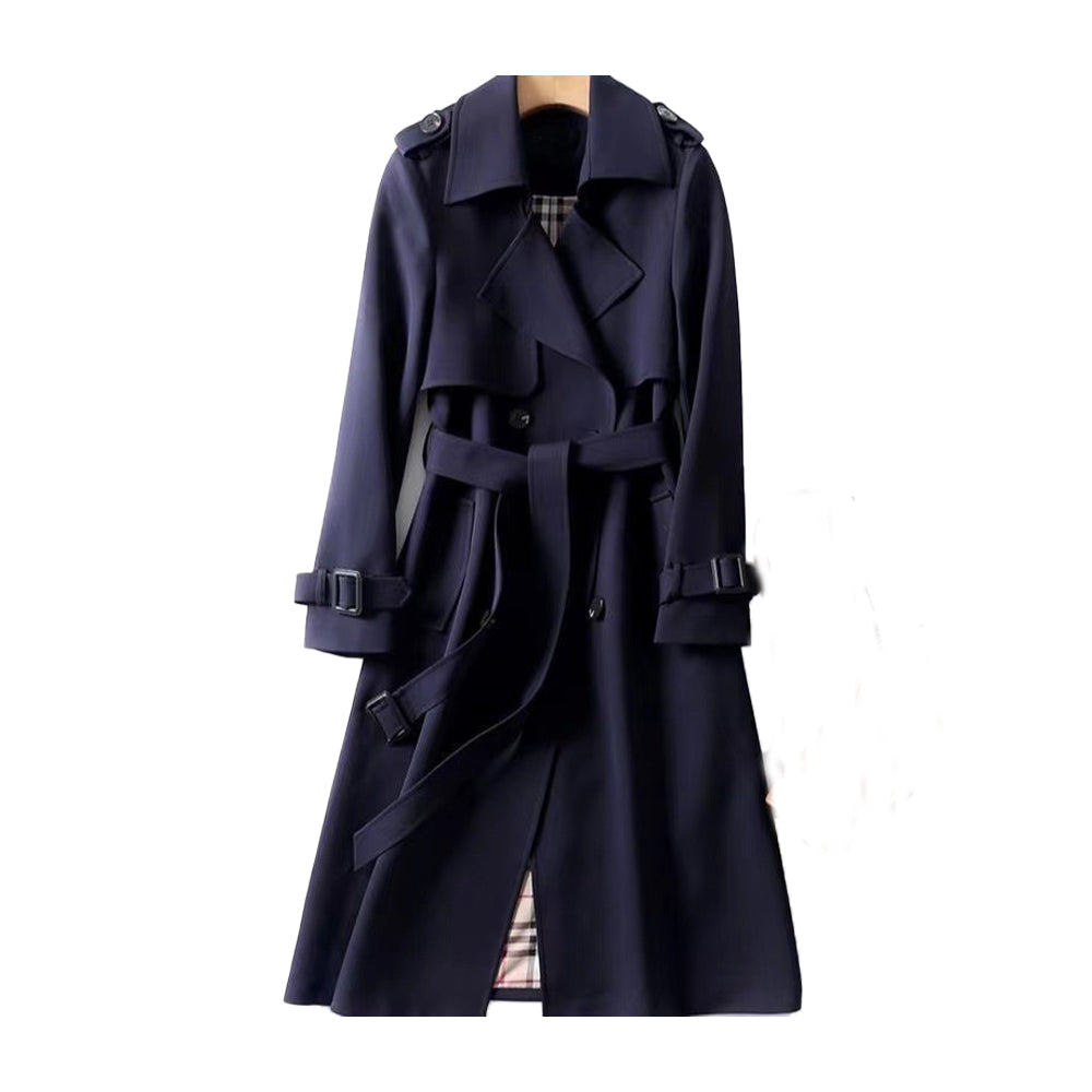 Women’s Double-Breasted Winter Trench Coat – Long Belted Overcoat
