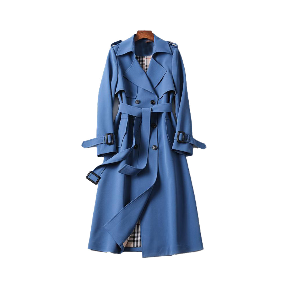 Women’s Double-Breasted Winter Trench Coat – Long Belted Overcoat
