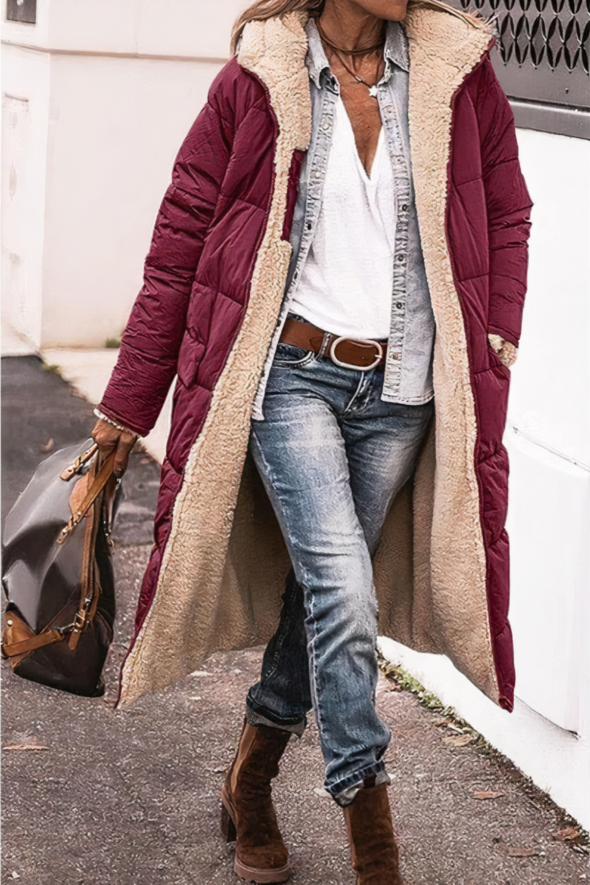 Women’s Reversible Double Layer Parka Jacket – Warm Winter Coat with Plush Lining