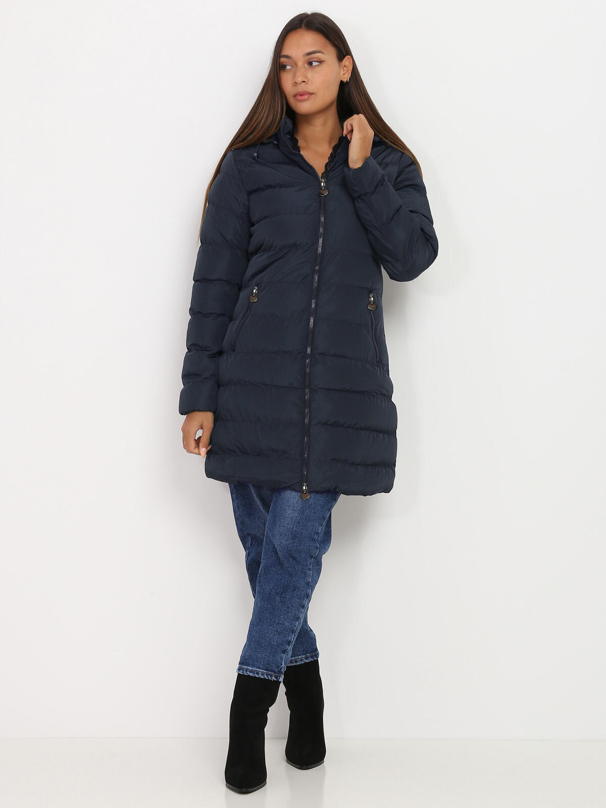 Women’s Hooded Padded Winter Coat – Long Warm Jacket