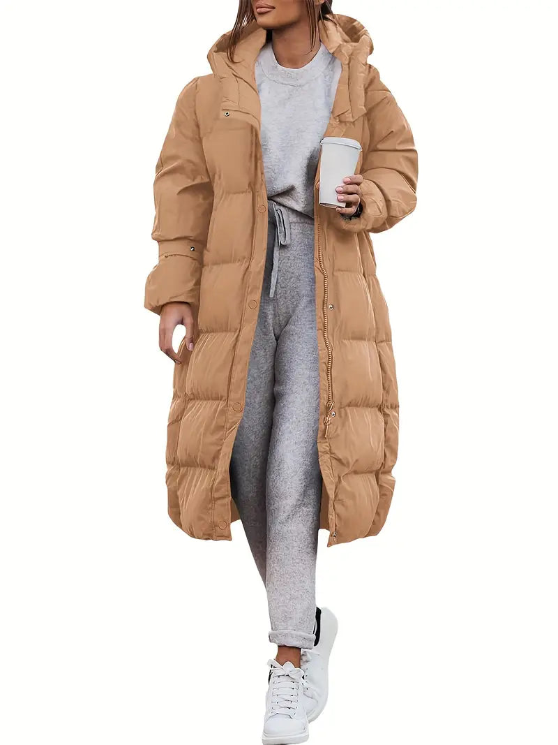 Women’s Hooded Teddy Coat – Long Winter Jacket with Adjustable Hood
