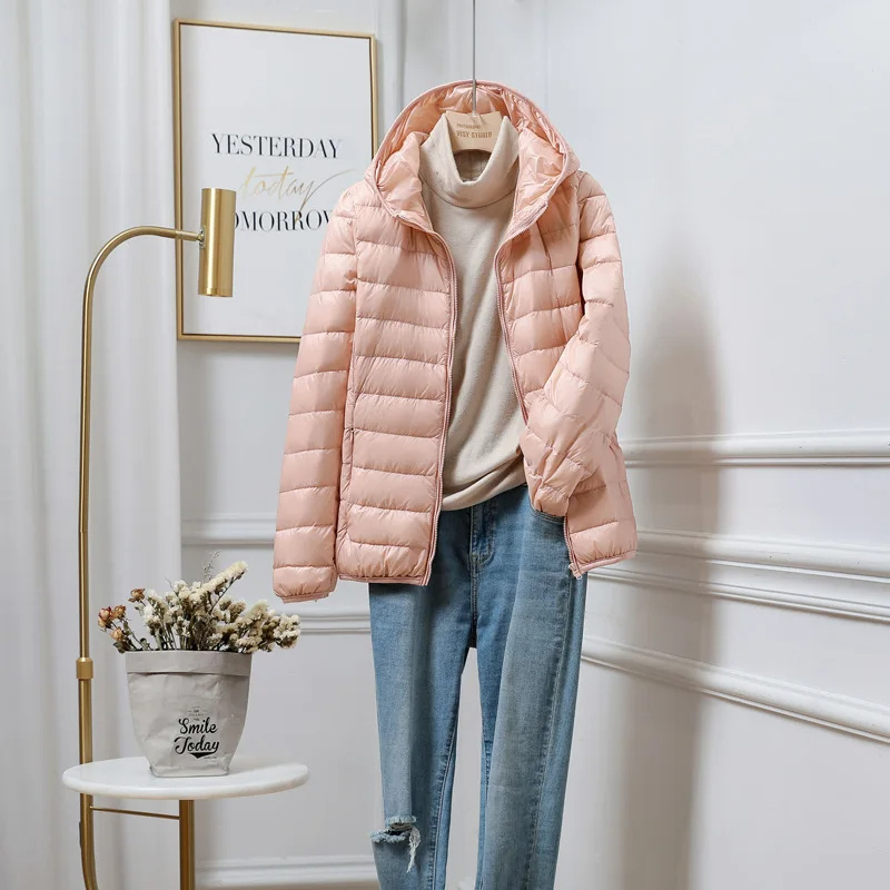 Women’s Hooded Winter Puffer Jacket – Lightweight Warm Coat with Pockets