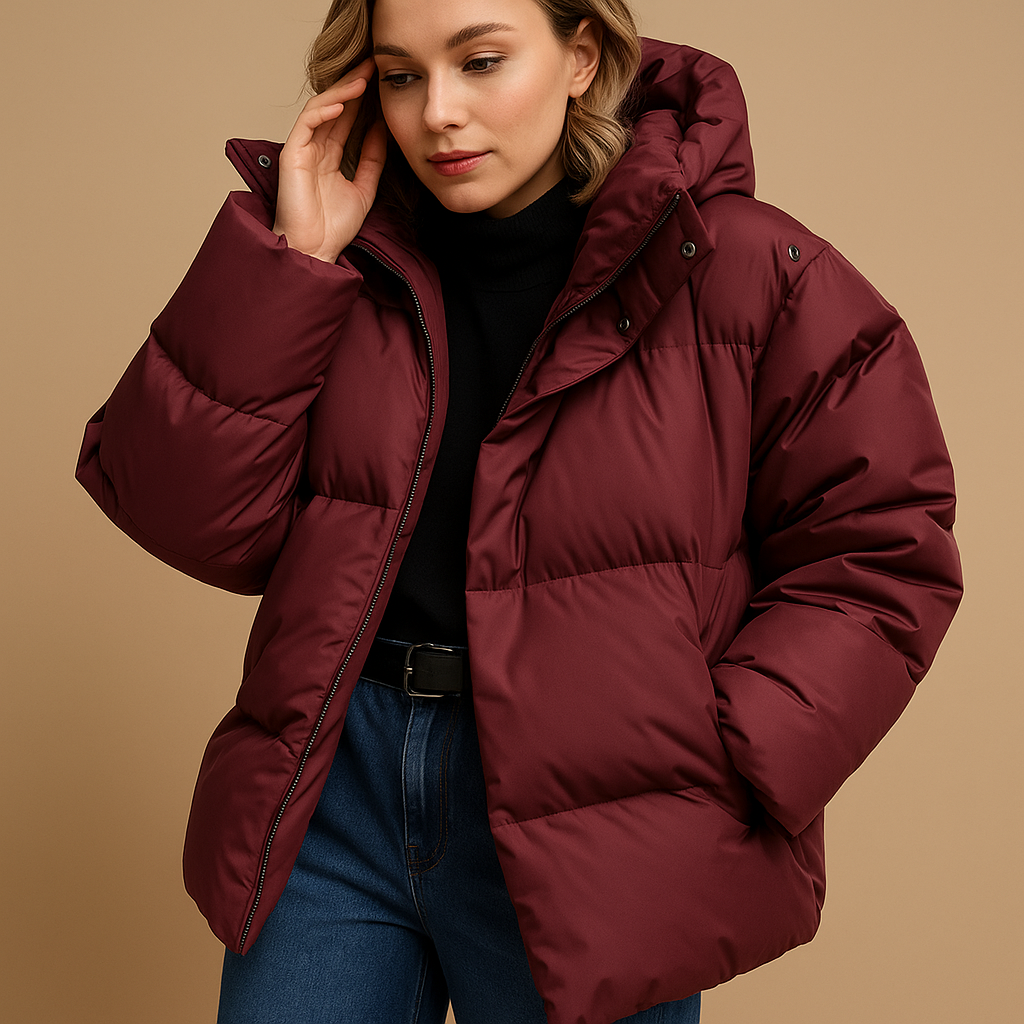 Women's Lightweight Padded Winter Coat with Hood – Insulated and Water-Resistant