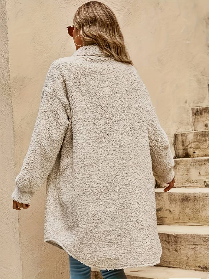 Women’s Teddy Winter Coat – Long Faux Fur Style with Warm Lining