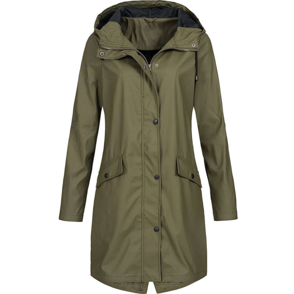 Women’s Hooded Raincoat with Fleece Lining – Waterproof Jacket for Everyday Wear