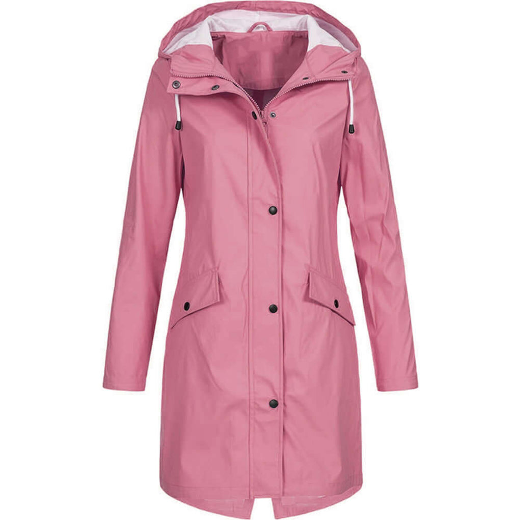 Women’s Hooded Raincoat with Fleece Lining – Waterproof Jacket for Everyday Wear