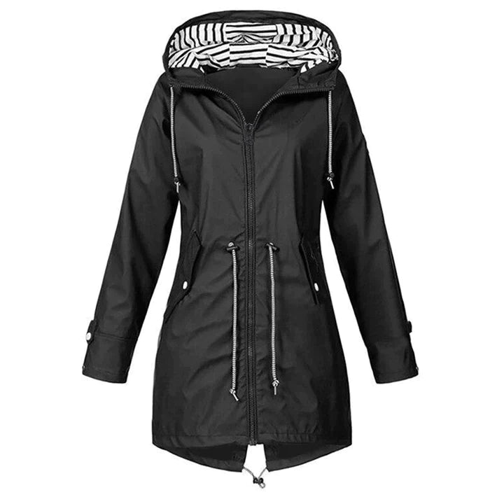 Women’s Waterproof Winter Long Jacket – Hooded Coat with Adjustable Waist