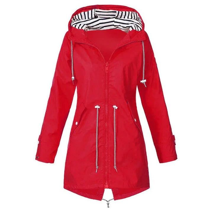 Women’s Waterproof Winter Long Jacket – Hooded Coat with Adjustable Waist