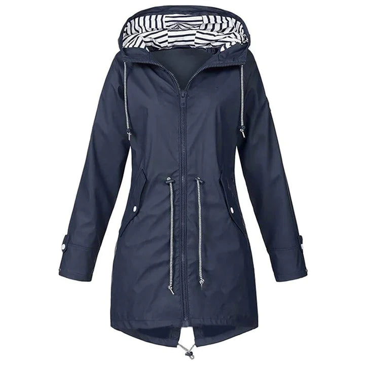 Women’s Waterproof Winter Long Jacket – Hooded Coat with Adjustable Waist