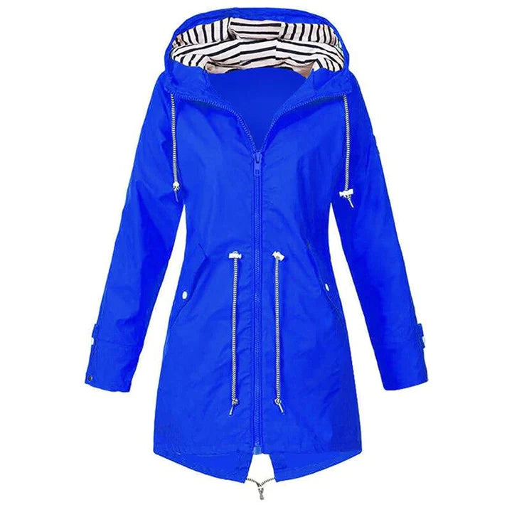 Women’s Waterproof Winter Long Jacket – Hooded Coat with Adjustable Waist