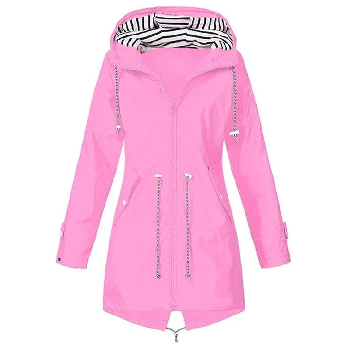 Women’s Waterproof Winter Long Jacket – Hooded Coat with Adjustable Waist